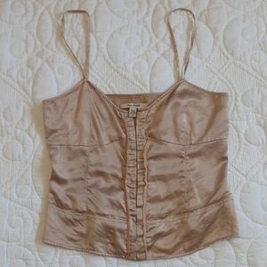 FREE PEOPLE champagne silk/cotton corset top Sz 6